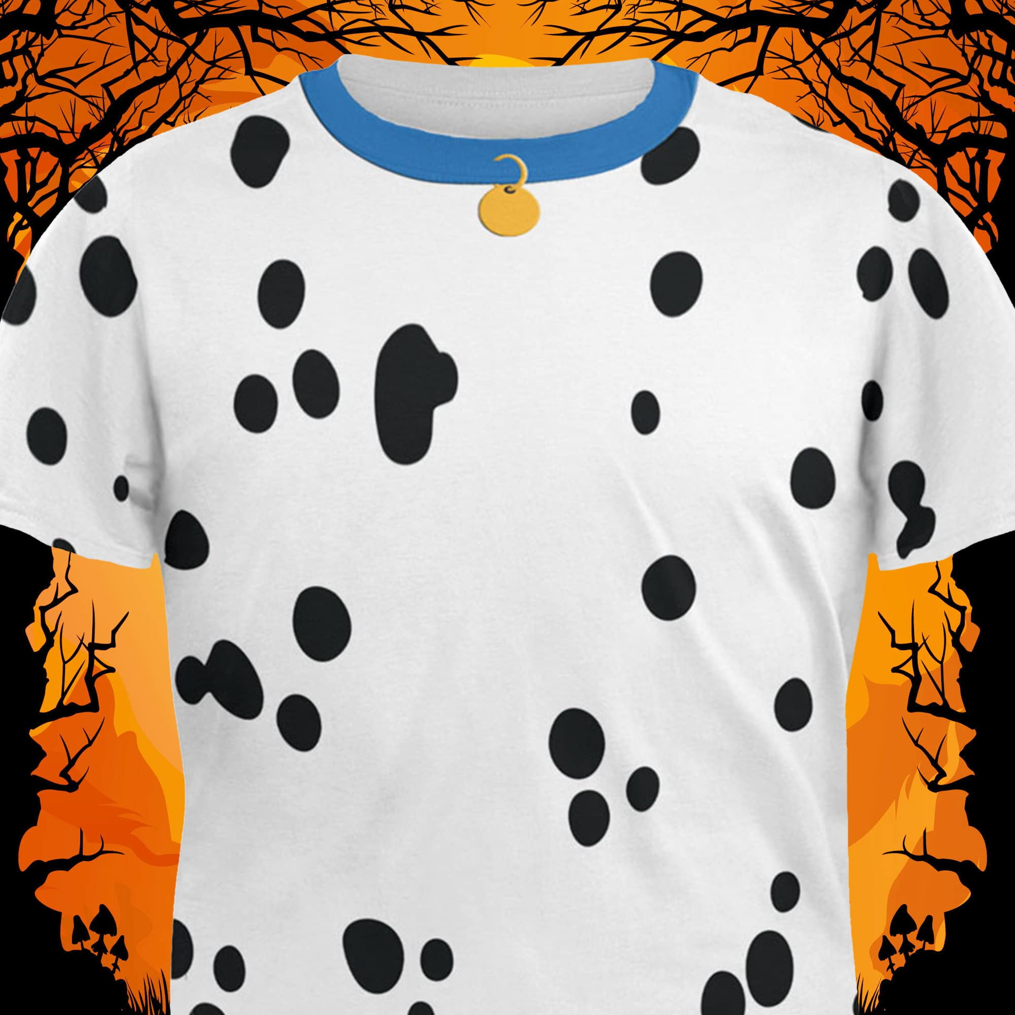 dalmatian dress shirt Dog Dalmatian Costume Blue Collar All Over Adult T-Shirt, LG / Multi