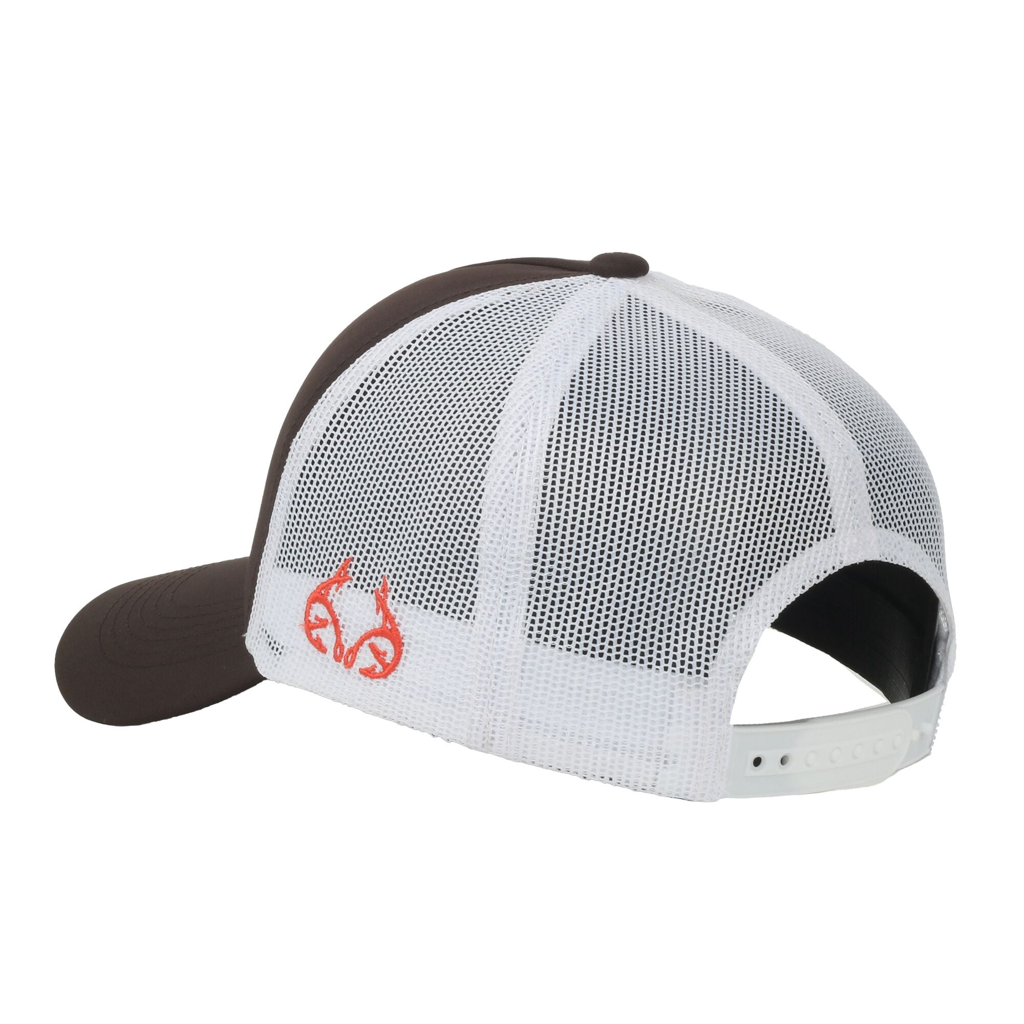 Realtree® Fishing Brown/White 5-Panel Cap – Structured Mesh Back, Antler Logo, One Size