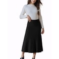 thumbnail image 2 of Falda midi de suéter elástica de cintura alta de punto acanalado para mujeres INSPIRE CHIC, color negro, 2 of 6