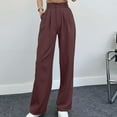 thumbnail image 3 of REALiKUN Womens Wide Leg Pants Elegant Straight Pant Casual High Waisted Long Palazzo Pant Flowy Business Work Trousers, 3 of 6