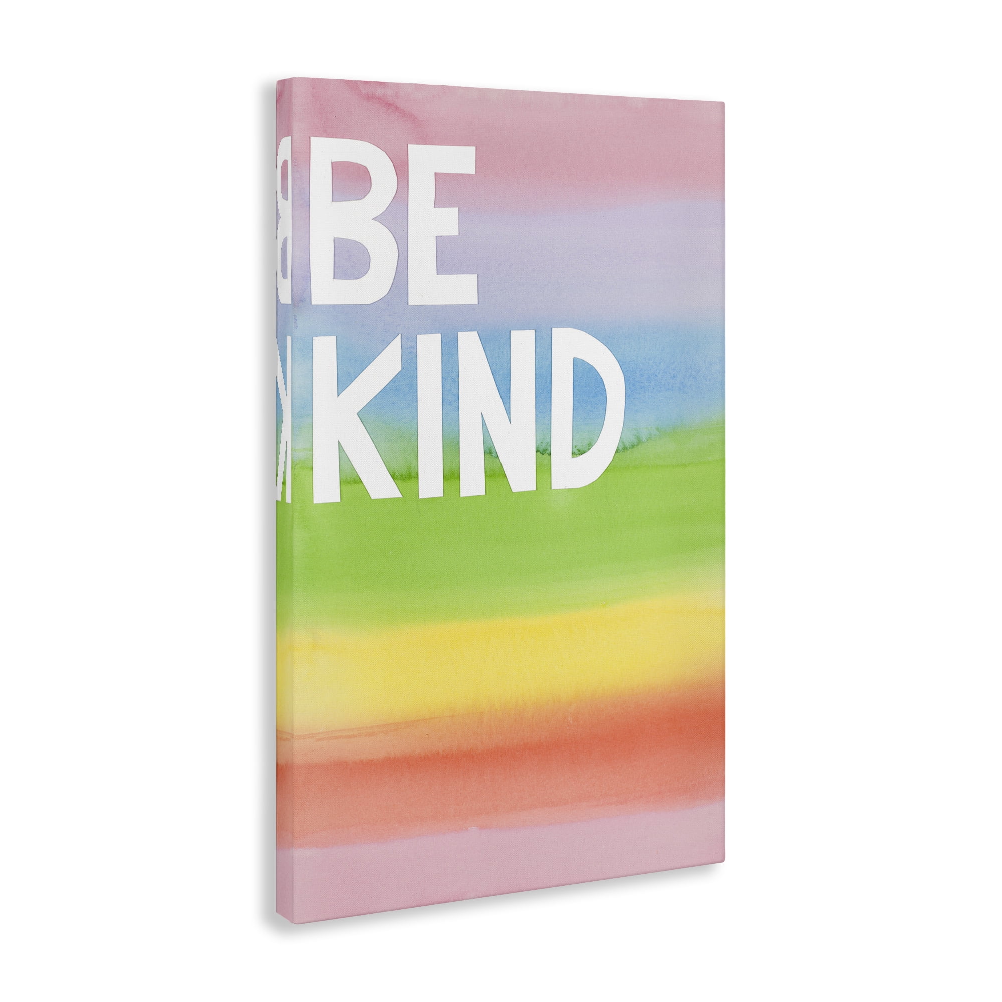 Stupell Industries Be Kind Ombre Rainbow Typography Painting Gallery Wrapped Canvas Art Print Wall Art, 16 x 24
