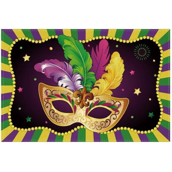 Mardi Gras Placemats Set of 4 New Orleans Brazi Carnival Table Mats Fat Tuesday Mardi Gras Decorations and Supplies for Home Kitchen Table-12×18''