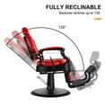 thumbnail image 4 of Vintage All Purpose Heavy Duty Barber Chair Reclining Hydraulic Beauty Salon Spa Hair Styling Equipment(Red), 4 of 18