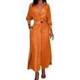 thumbnail image 1 of Vestido liso de mujer con cinturón, manga larga y escote en V profundo, poliéster y spandex, estilo informal y elegante, tallas S-XXXL, 1 of 5