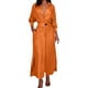 thumbnail image 1 of Vestido liso de mujer con cinturón, manga larga y escote en V profundo, poliéster y spandex, estilo informal y elegante, tallas S-XXXL, 1 of 5