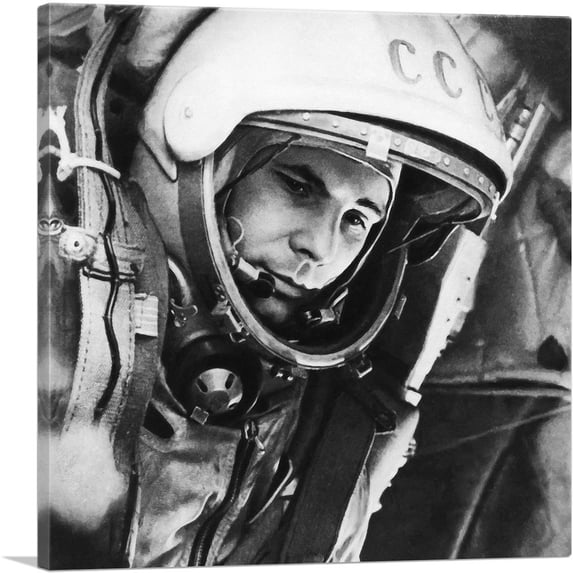 ARTCANVAS Russian Yuri Gagarin First Man in Space Canvas Art Print - Size: 26" x 26" (1.50" Deep)