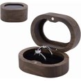 thumbnail image 1 of Caja de madera para anillos de boda, soporte para anillos con ventana, doble ranura, caja para anillos de compromiso, caja de almacenamiento de anillos, expositor ovalado para anillos, 1 of 5