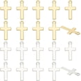 thumbnail image 1 of 100 mini dijes de crucifijo de 2 colores, dorados y plateados, de metal, para mujer, para pulseras, pendientes, collares, bisutería y manualidades., 1 of 7
