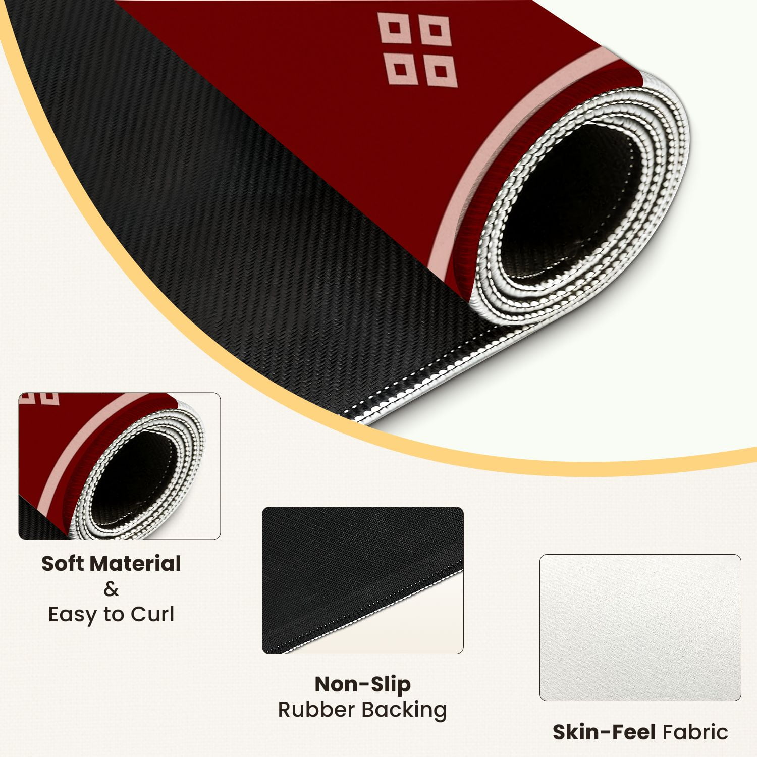 Mahjong Mat 31.5" x 31.5" Elegant Floral Tulip Motif Deep Red Anti-Slip and Noise Reduction Symmetry Design Mahjong Tiles Table Cover for Dominoes Poker Card Board and Tile Games