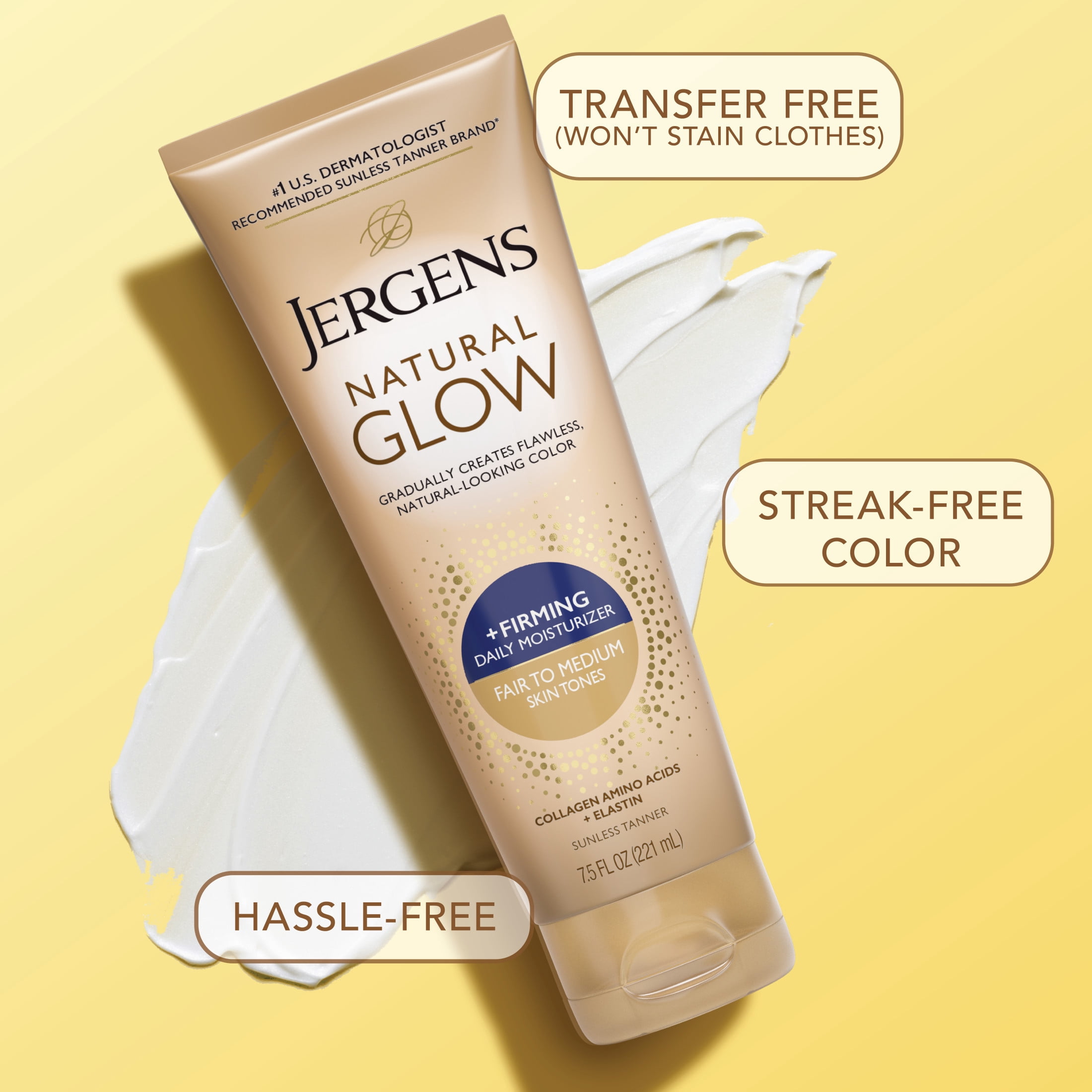 (2 pack) Jergens Natural Glow Firming Self Tanner Daily Moisturizer, Fair to Medium, 7.5 Fl Oz