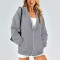 thumbnail image 2 of Sopiago Zip Up Hoodie Women Long Sleeve Sweatshirts Fall Outfits 2024 Oversized Hoodies Casual Fashion Jackets Grey,L, 2 of 7