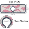 thumbnail image 4 of 2 Pcs SKYSONIC Faucet Absorbent Mat Pink Whales Sharks Washable Counter Drying Pads Behind Faucet for Kitchen Bathroom, 4 of 7