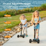 Besrey 3 Wheel Toddler Scooter for Ages 3-10 Years Boys and Girls,Kids Scooter with LED Light Wheels and Foldable Adjustable Height,Blue