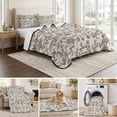 thumbnail image 6 of Twin Quilt Set 68''x86'', Farmhouse Brown Lightweight Summer Bedspread Coverlet Set with 2 Pillow Shams, Vintage Flower Leaf Botanical Plant Breathable All Season Quilt Bedding for Dorm/Bedroom, 6 of 9