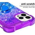thumbnail image 4 of for Apple iPhone 15 Pro Clear Case for Girls Women, Liquid Glitter Sparkle Bling Cute Case with Kickstand Gradient Quicksand Cover for iPhone 15 Pro JB Purple Navy, 4 of 7