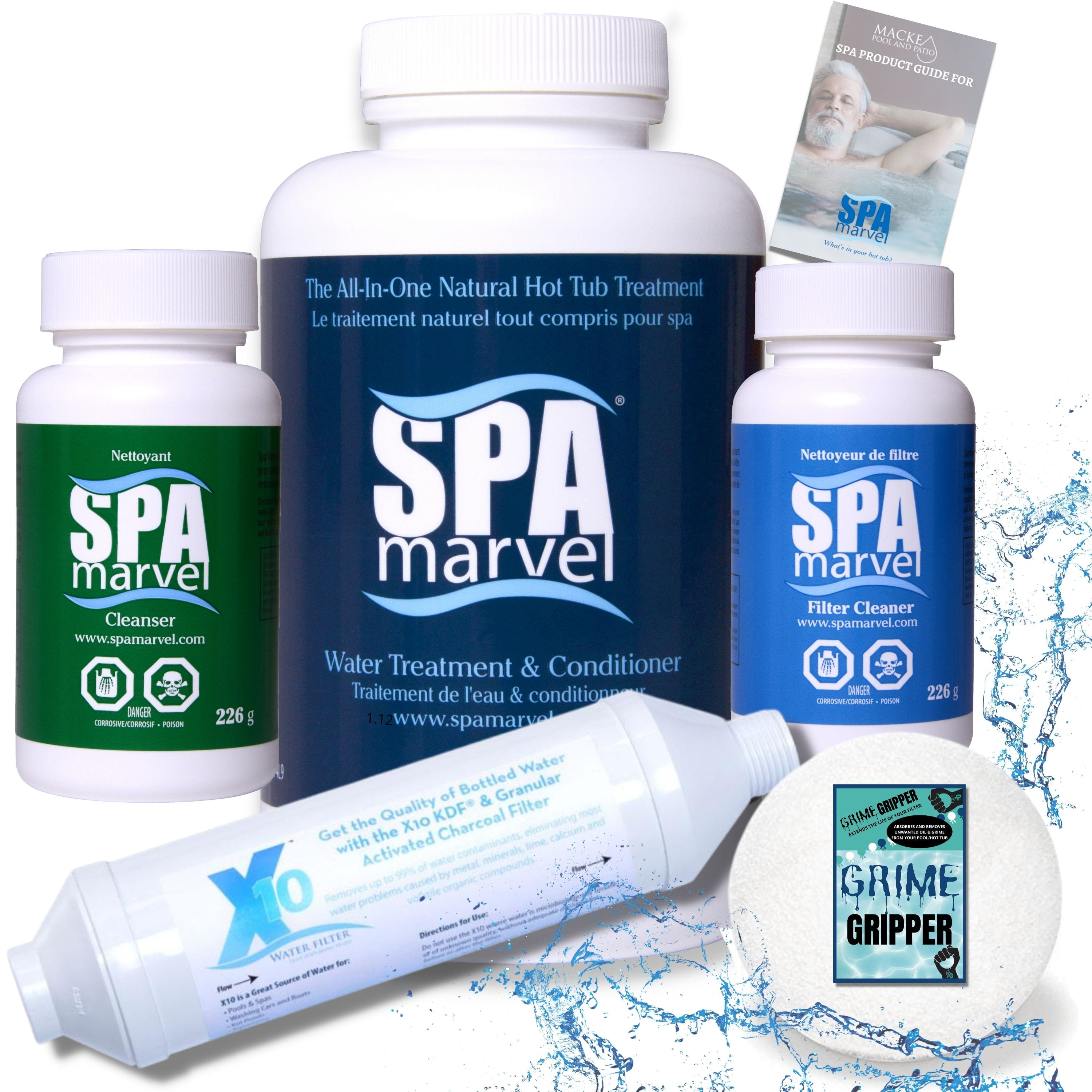 Spa Marvel Treatment and Conditioner, Spa Marvel Cleanser, Spa Marvel Cleaner, and Spa Marvel