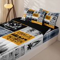 thumbnail image 2 of Manfei Vintage Cartoon Car Zipper Queen Comforter Set with Fitted Sheet and 2 Pillowcases,Animal Theme Zipper Bedding Set,Mustard Slate Gray,Reversible, 2 of 7