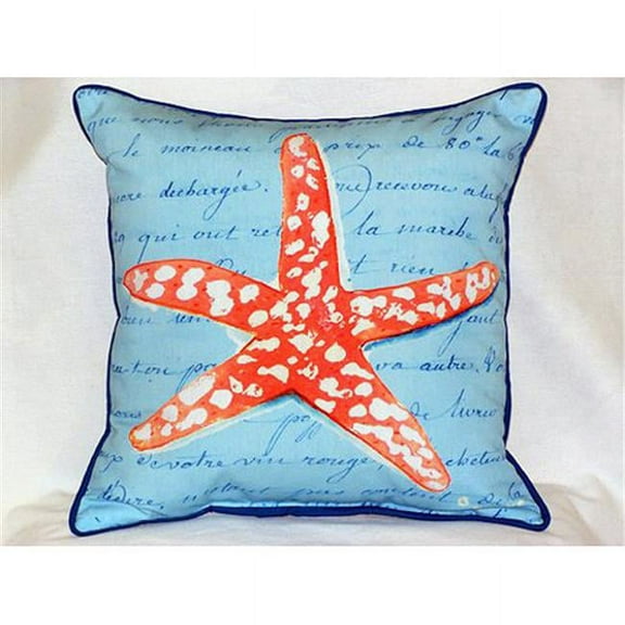 Betsy Drake  Coral Starfish - Blue Large Indoor-Outdoor Pillow 16 in. x 20 in.