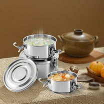 Set of 3 Stainless Steel Food Storage Containers Leak-Proof Smell-Proof With Lid Silver for Storing Leftovers, Lunch, Snacks, Soup