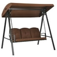 thumbnail image 4 of Topbuy 3-Person Patio Swing Seat Outdoor Porch Swing All Weather Hammock w/Adjustable Canopy & Cushions Brown, 4 of 5