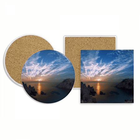 

Lake Mountain Science Nature Scenery Coaster Cup Mug Holder Absorbent Stone Cork Base Set