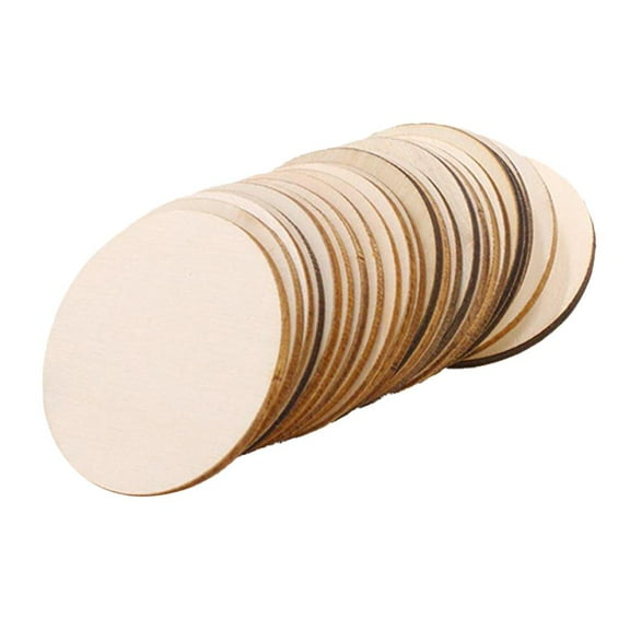Yunhgft Unfinished Wood Pieces - 25-Pack Wooden Round Cutout , Natural Rustic Craft Wood