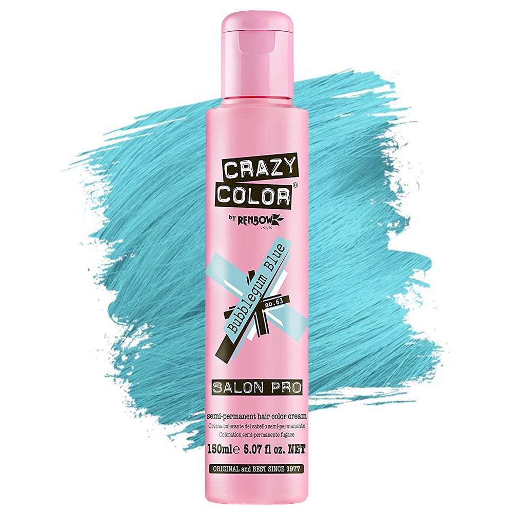 Crazy Color Semi Permanent Hair Color Cream, 150ML (Bubblegum Blue)