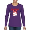 thumbnail image 1 of Wild Bobby, Cute Baseball Mom Ribbon Gift, Mother's Day, Women Graphic Long Sleeve T-Shirt, Purple, Small, 1 of 3