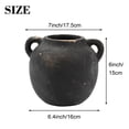 thumbnail image 4 of Ceramic Flower Vase with Handles, Decorative Black Vase, Rustic Terracotta Vases for Home Decor, Farmhouse Vintage Vases for Living Room, Kitchen, Bedroom, Office, Coffee Table, 14CM, 4 of 9