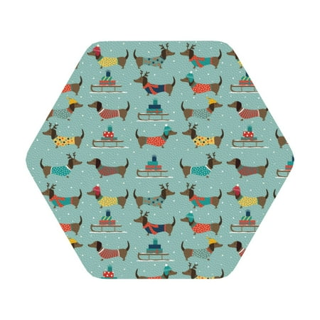 

Adobk winter ski Dachshund Print Leather Coasters for Drinks(6 Pack) Durable Drink Coasters Set Luxurious Home Décor and Housewarming Gift Hexagon