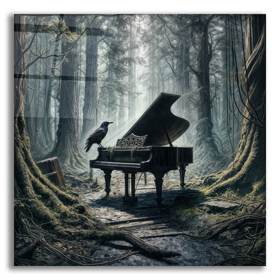 Epic Art 'When Music Stops' by Rey Klimt Acrylic Glass Wall Art, 12" x 12"