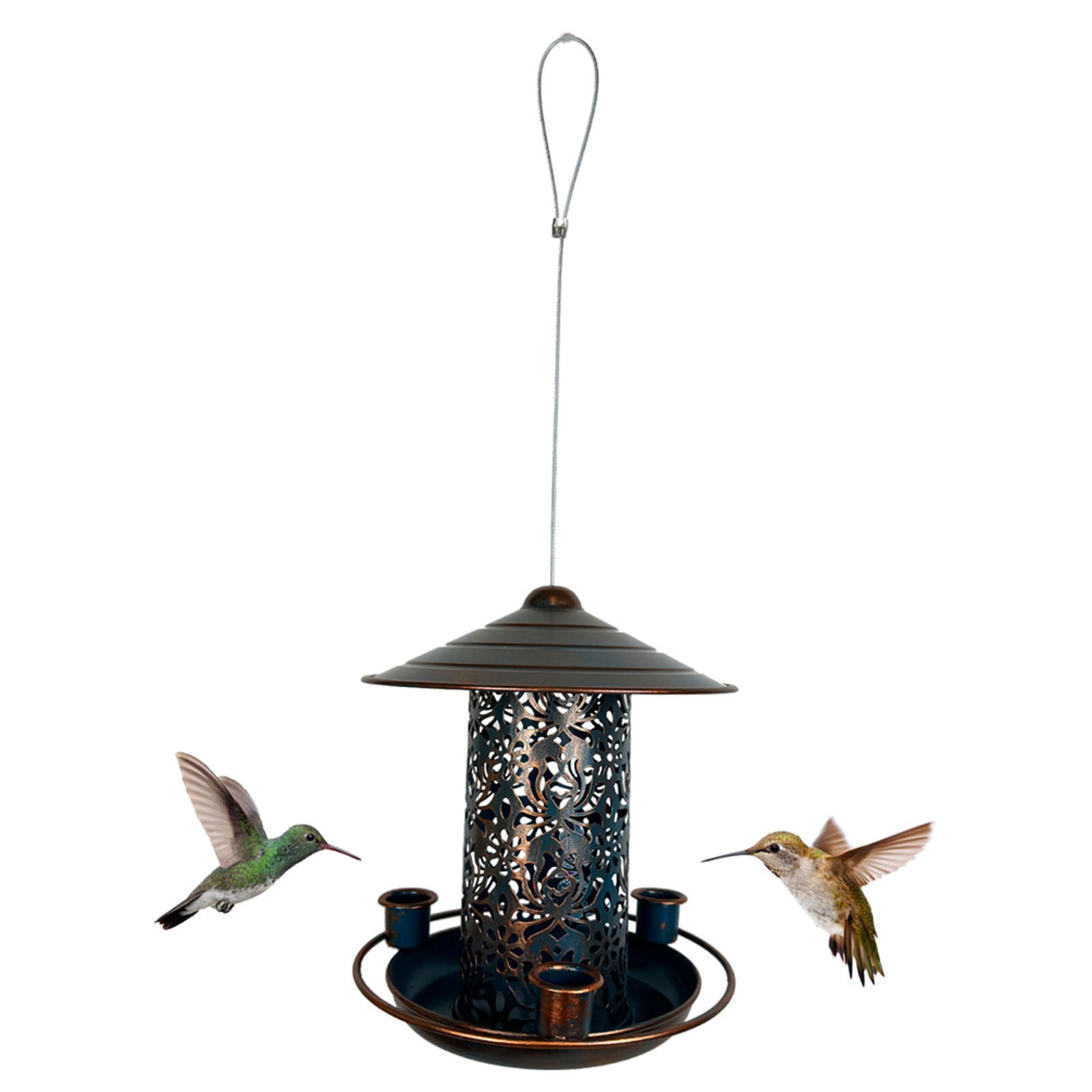 SPOORYYO Hummingbird Feeder for Outdoors, Hanging Garden Feeder with Water Reservoir, Decorative Metal Feeder for Courtyard and Patio