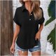 thumbnail image 4 of Suéter de maternidad,Camisa informal con botones para mujer, color liso, manga corta, diseño de manga murciélago, tela suave, cuello redondo para uso diario, sopatenor, 4 of 7