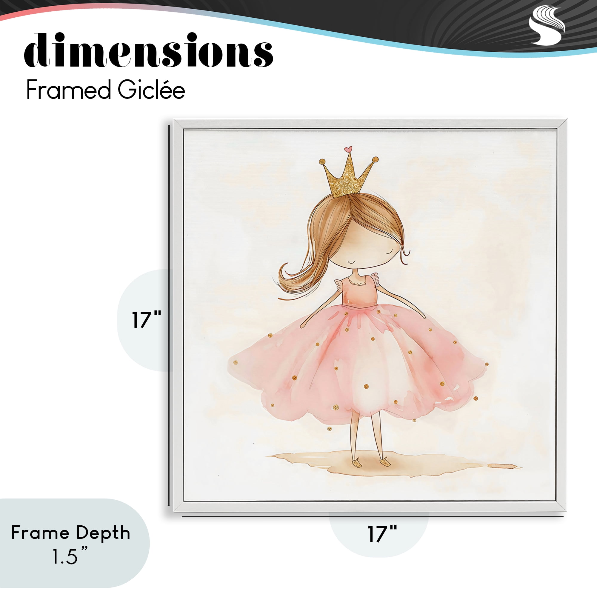 Stupell Industries Little Princess with Crown White Framed Giclee Art, design by Creative Studio
