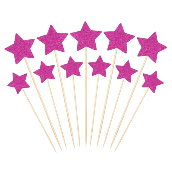 Uxcell Little Star Cupcake Toppers, Star Cupcake Picks Birthday Cake Decorations, Rose Red 50 Pcs