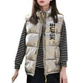 thumbnail image 2 of Kids Boys Girls Shiny Metallic Puffer Vest Zip Up Stand Collar Sleeveless Outerwear 8-10 Years Spring Fall Winter Jacket, 2 of 5
