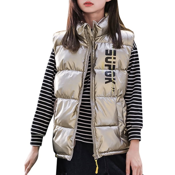 Gibobby Chamarra niñoNiños Bebé Niños Niñas Sin mangas Abrigos de invierno Chaqueta con capucha Chaleco Prendas de vestir exteriores Trajes Ropa(Oro Rosa, 4-5 Años)