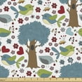 thumbnail image 1 of Cartoon Fabric by the Yard, Continuous Nature Themed Pattern of Birds Hearts Forest Tree Style, Upholstery Fabric for Dining Chairs Home Decor Accents, White Multicolor by Ambesonne, 1 of 5