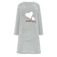 thumbnail image 6 of Women's Long Sleeve Fuzzy Nightgown Solid Color Winter Thickened Pullover Sleep Dress Soft Warm Loungewear Comfortable Daily Sleepwear Outfit Gray M, 6 of 7