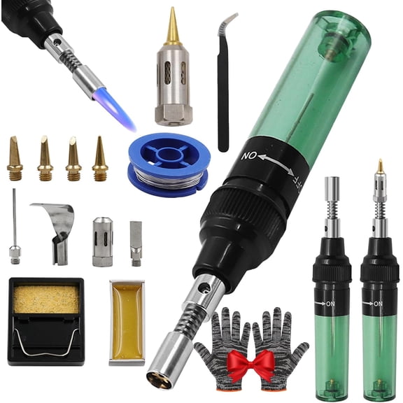 4 in 1 Portable Soldering Iron Kit, Cordless Butane Soldering Torch Pen with Adjustable Temperature up to 1300°C for Electronics Repair & DIY