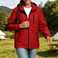 thumbnail image 6 of Lenago Waterproof Women's Rain Jackets Lightweight Hooded Softshell Windbreaker Zipped Long Sleeve Raincoat Solid Color Outdoor Hiking Cycling Outfit Red XXL, 6 of 9
