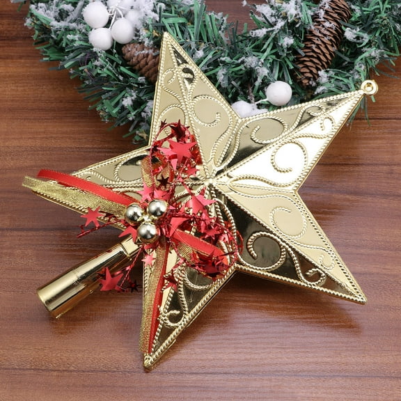 UPOUART 1Set Tiny Christmas Tree Topper Golden Glittering Star Plastic for Home Decor Office Decor