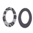 thumbnail image 2 of P2227 - 10 pcs. Gray Leopard Faux Fur Leather Dangle Charms Pendants - Oval - 60mm (2.36") - Great for Light Earrings or Dangles! Black Back, 2 of 2