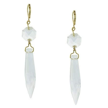 - Gold-Tone Clear Crystal Linear Drop Earrings