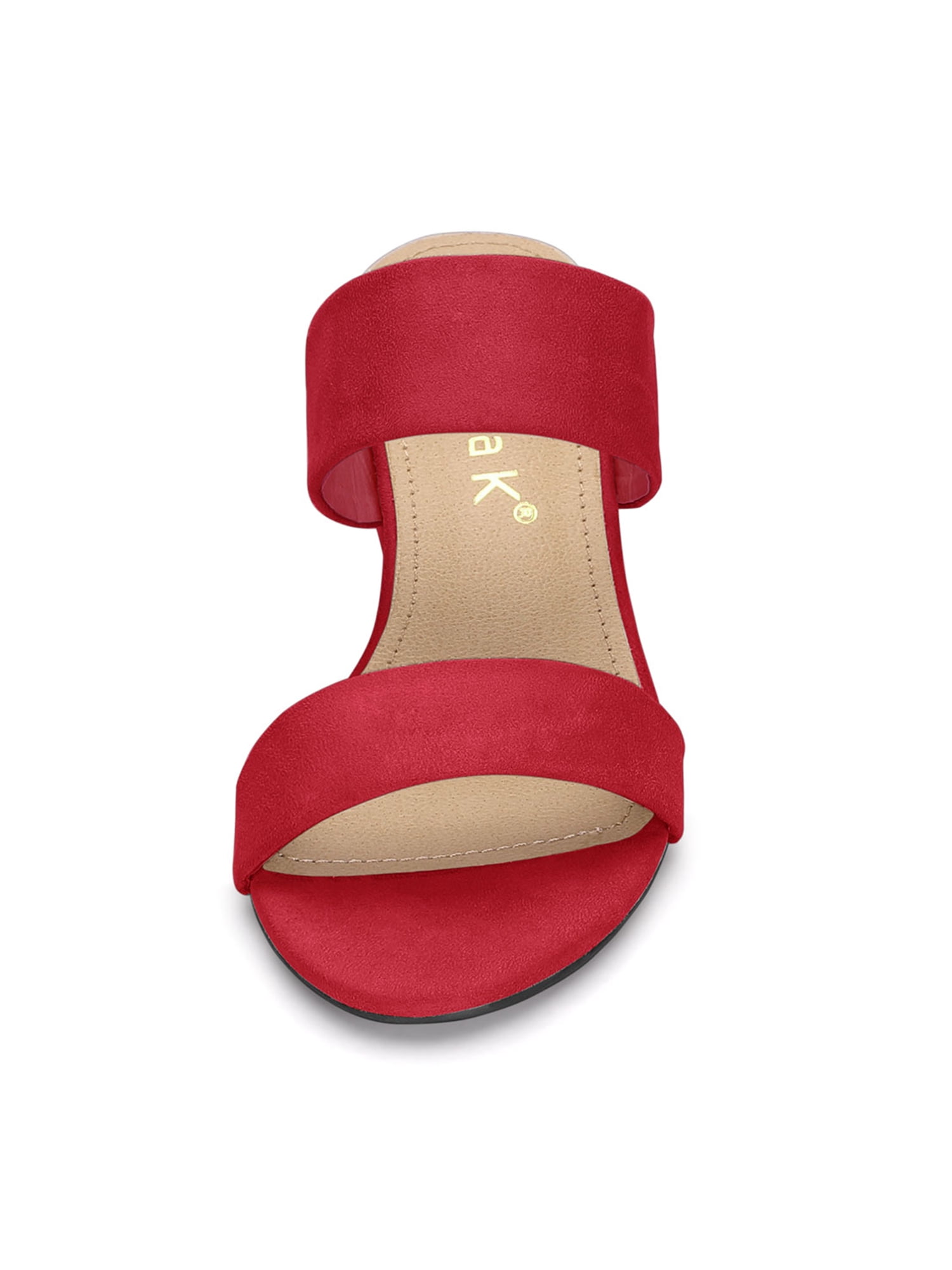 DARING DIVA Stylish Women's Block Heel Dual Straps Slide Sandals 7.5 Red