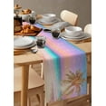 thumbnail image 6 of Coastal Table Runner 60 Inches, Seaside Palm Tree Summer Beach Purple Blue Bed Runner Dresser Scarves Tabletop for Indoor Outdoor Parties/Ceremony/Banquet, 13" x 60", 6 of 8