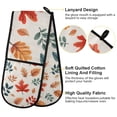 thumbnail image 2 of Yayeee Double Oven Mitt Kitchen Heat Resistant Baking 35" x7" Quilted Glove, Hand Drawn Autumn Leaves, 2 of 6