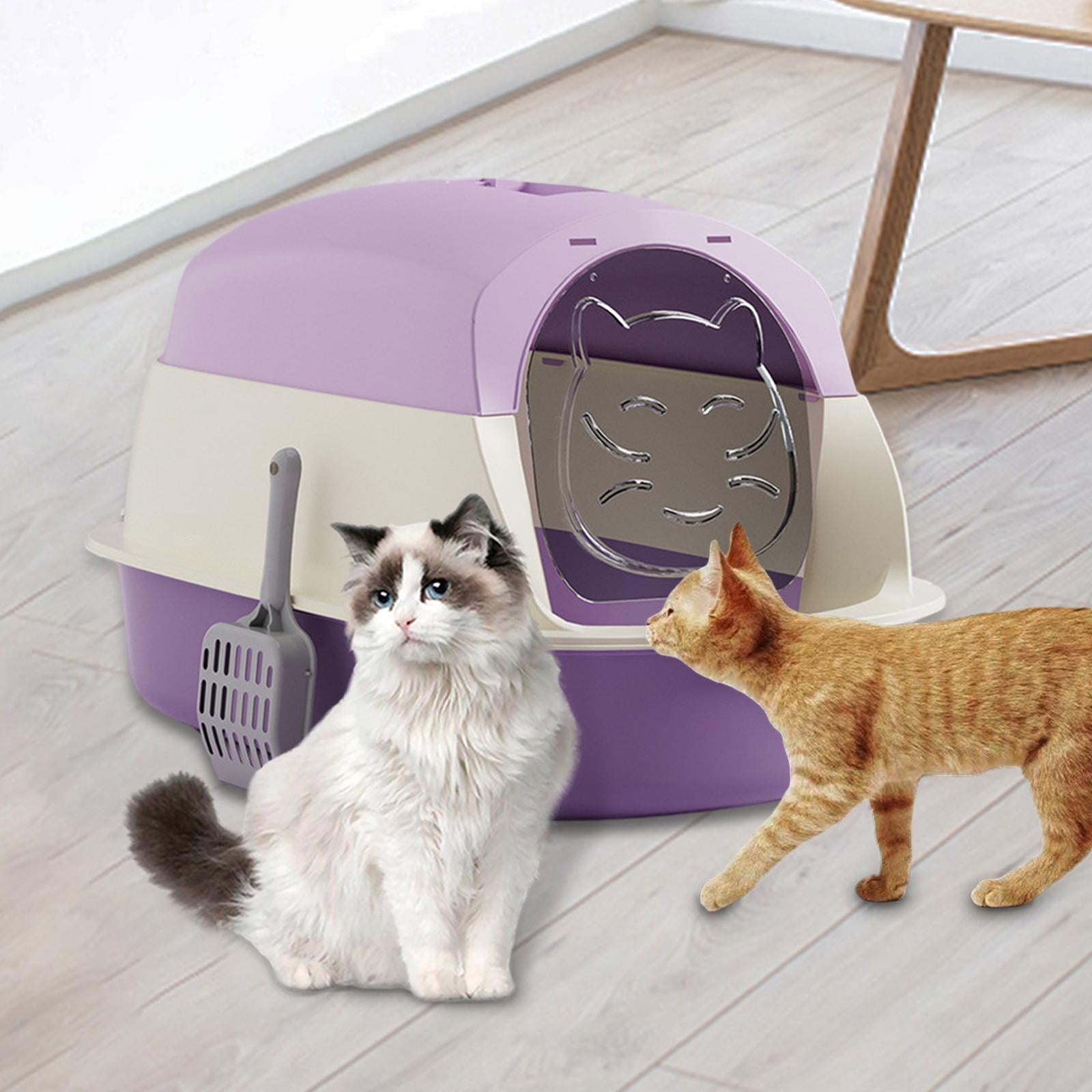 Fzaqwen Hooded Cat with Lid Enclosed and Covered Cat Toilet Pet Supplies with Violet