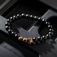 thumbnail image 3 of RSAMD 8MM Owl Buddha Beaded Natural Lava Stone Gold Silver Charm Fashion Men Bracelets-523-1-B, 3 of 4