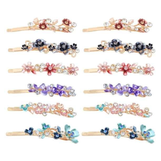 Metal en Tono Dorado Pelo Flores Vintage 6/12 Piezas Aleación para Mujeres Y Niñas
